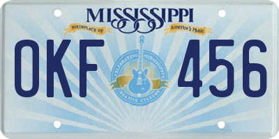 MS license plate OKF456