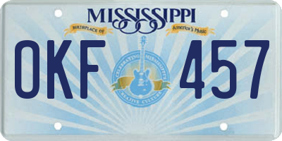 MS license plate OKF457
