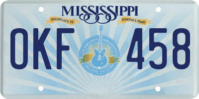 MS license plate OKF458