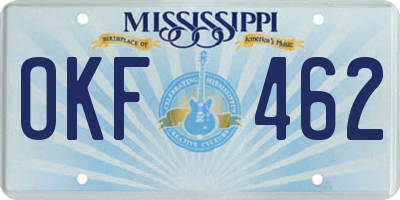 MS license plate OKF462