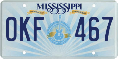 MS license plate OKF467
