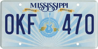 MS license plate OKF470