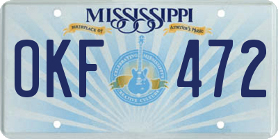MS license plate OKF472