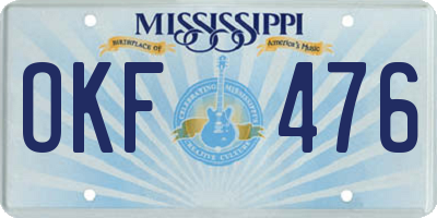 MS license plate OKF476