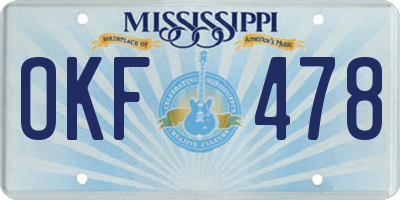 MS license plate OKF478