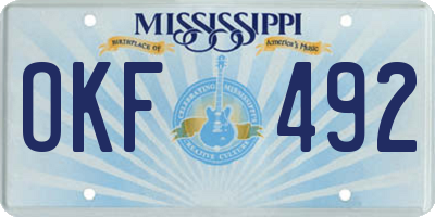 MS license plate OKF492
