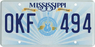 MS license plate OKF494
