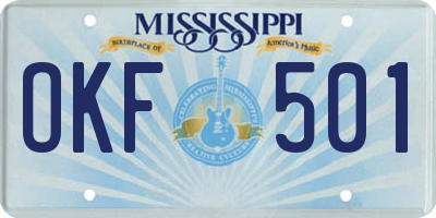 MS license plate OKF501