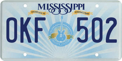 MS license plate OKF502