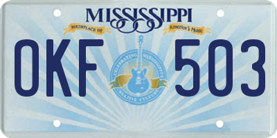 MS license plate OKF503