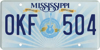 MS license plate OKF504