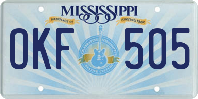 MS license plate OKF505