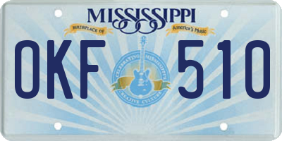 MS license plate OKF510
