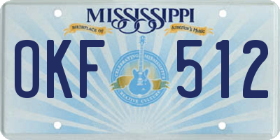 MS license plate OKF512
