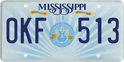 MS license plate OKF513