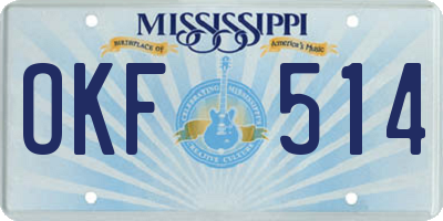 MS license plate OKF514