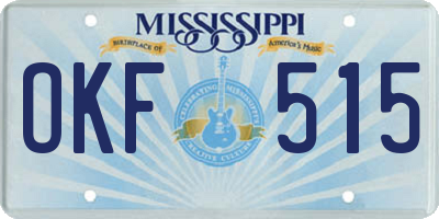 MS license plate OKF515