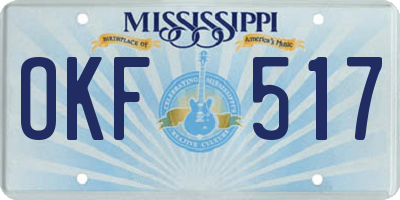 MS license plate OKF517