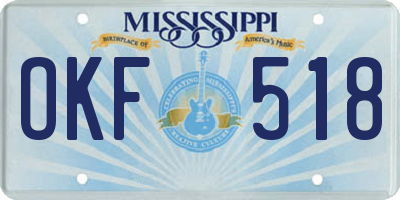 MS license plate OKF518