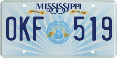 MS license plate OKF519