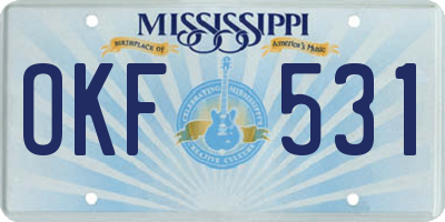 MS license plate OKF531