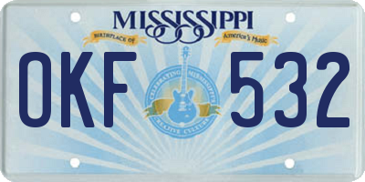 MS license plate OKF532