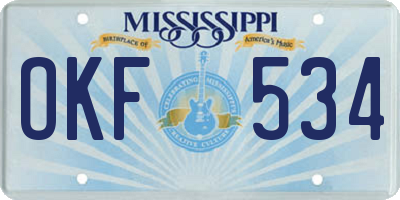 MS license plate OKF534