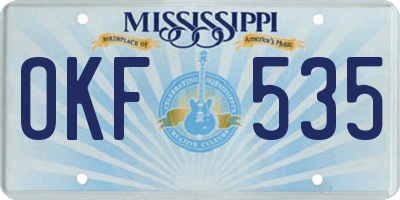 MS license plate OKF535