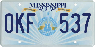MS license plate OKF537