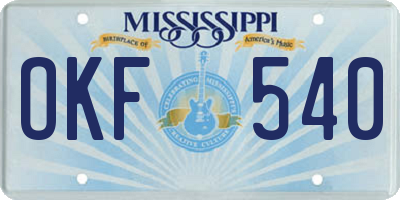 MS license plate OKF540