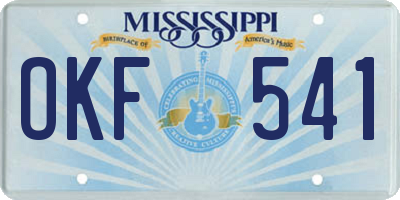 MS license plate OKF541