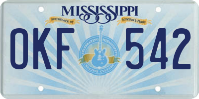 MS license plate OKF542