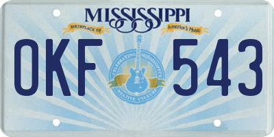 MS license plate OKF543