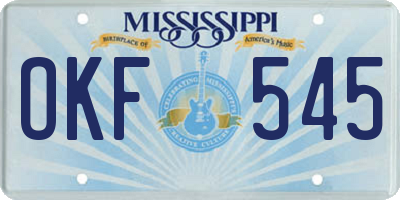 MS license plate OKF545