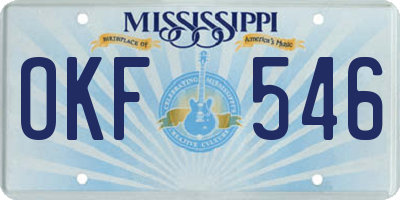 MS license plate OKF546