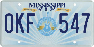 MS license plate OKF547