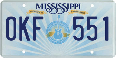 MS license plate OKF551
