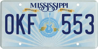 MS license plate OKF553