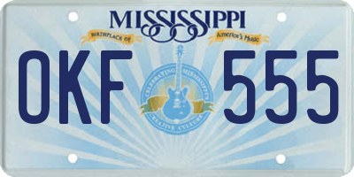 MS license plate OKF555