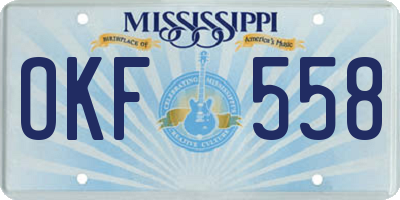 MS license plate OKF558