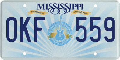 MS license plate OKF559