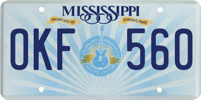 MS license plate OKF560