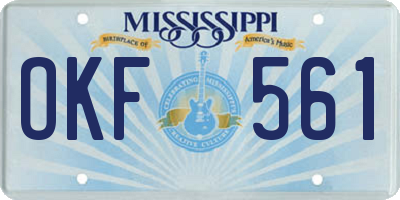 MS license plate OKF561