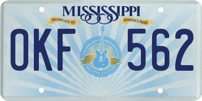 MS license plate OKF562