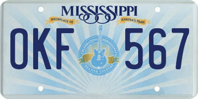MS license plate OKF567