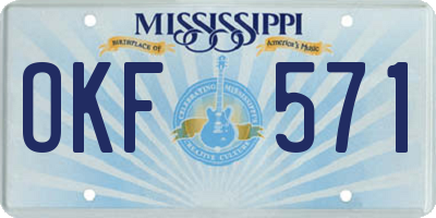 MS license plate OKF571