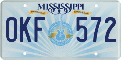MS license plate OKF572