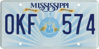 MS license plate OKF574