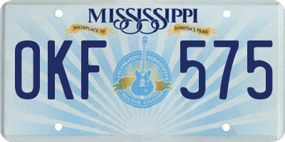 MS license plate OKF575