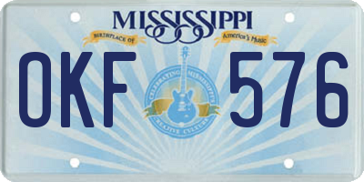 MS license plate OKF576